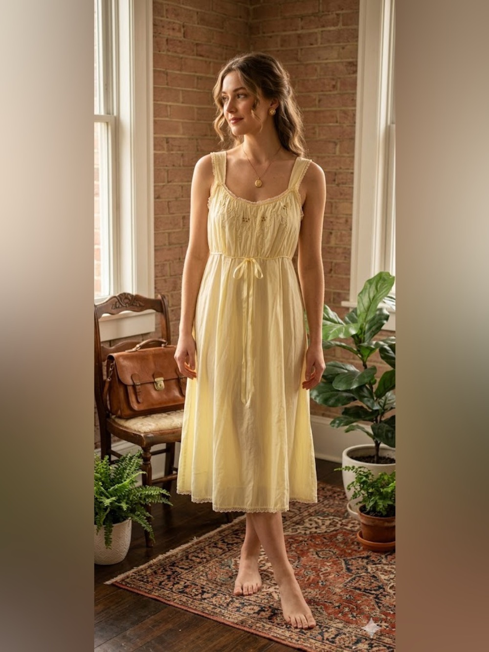Vintage Gotham Gold Stripe Yellow Nightgown